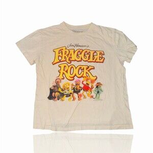 Fraggle Rock Graphic Print T-Shirt Womens  Size M Beige Crew Neck Retro